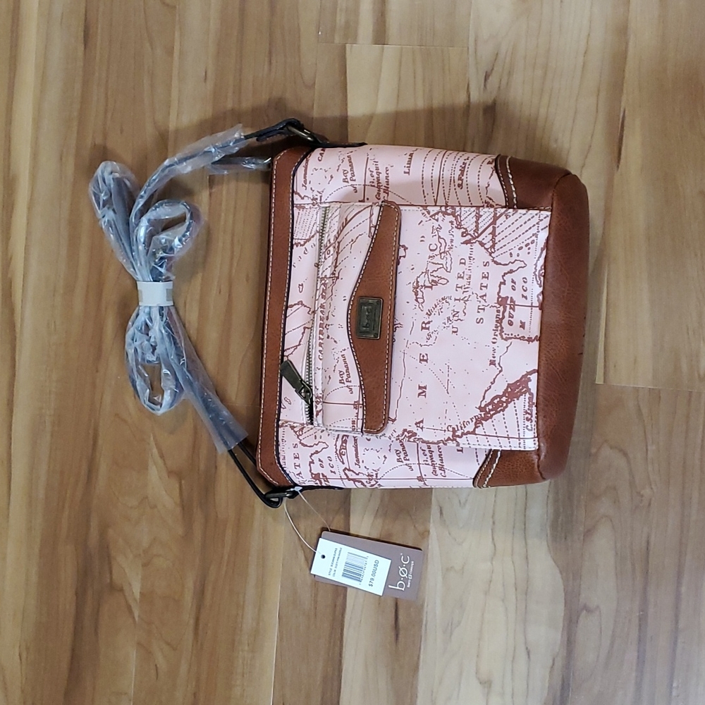 B o c cross body purse map design